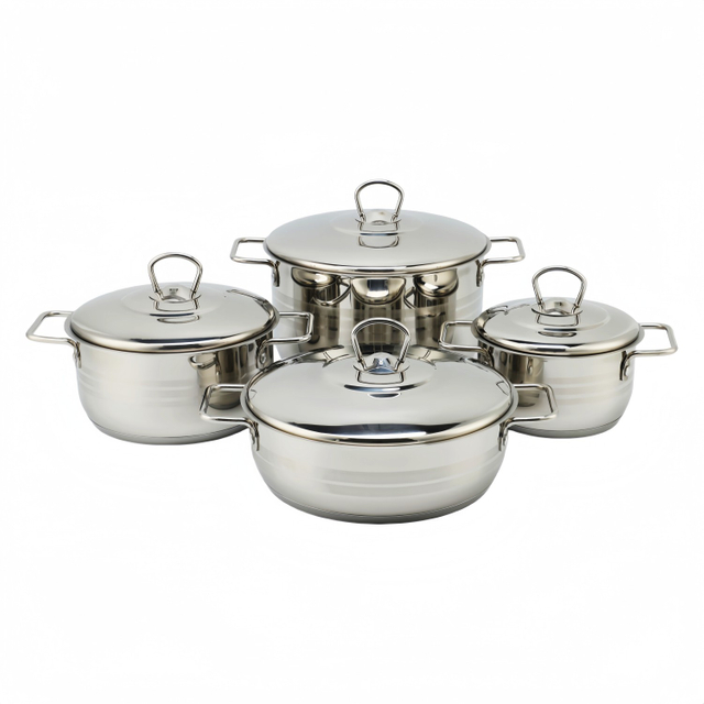 Fabrikneues Ankunfts-Edelstahl-Kochgeschirr-Set mit Griff, Kochtöpfe, gelöteter Boden, Kochgeschirr-Set, Auflauf-Set, Suppen- und Suppentöpfe mit Deckel