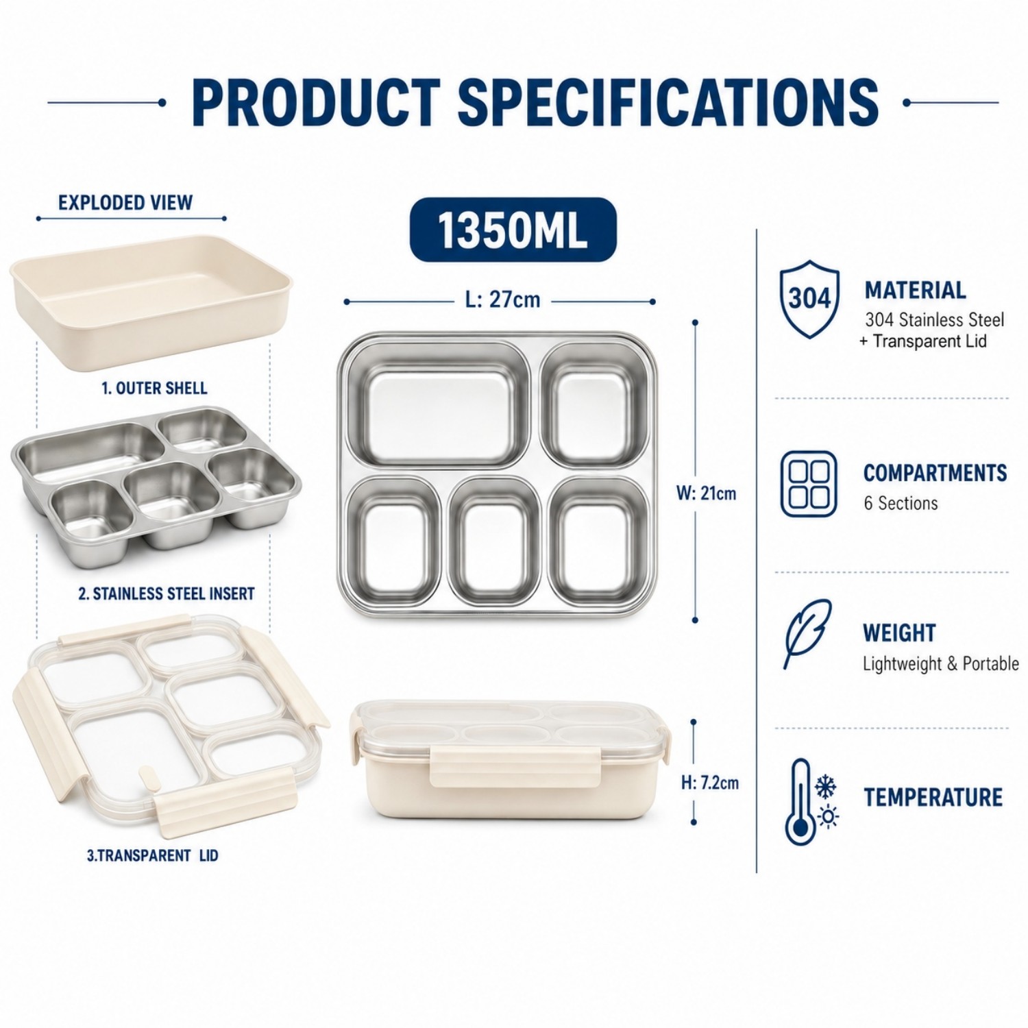 Neues Design 304/316 Edelstahl Frischhaltebox Student Bento Box Lunchbox Heizung Lebensmittelqualität Mikrowellenversiegelte Box 
