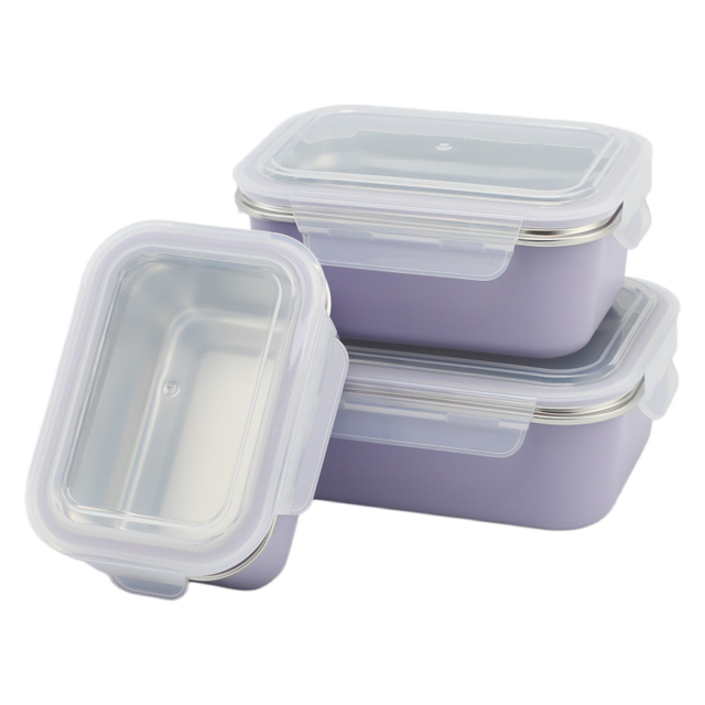 Rechteckiger, tragbarer Lunchbox-Behälter aus Edelstahl mit Deckel und Abdeckung zur spülmaschinen- und gefriergeeigneten Aufbewahrung von Lebensmitteln