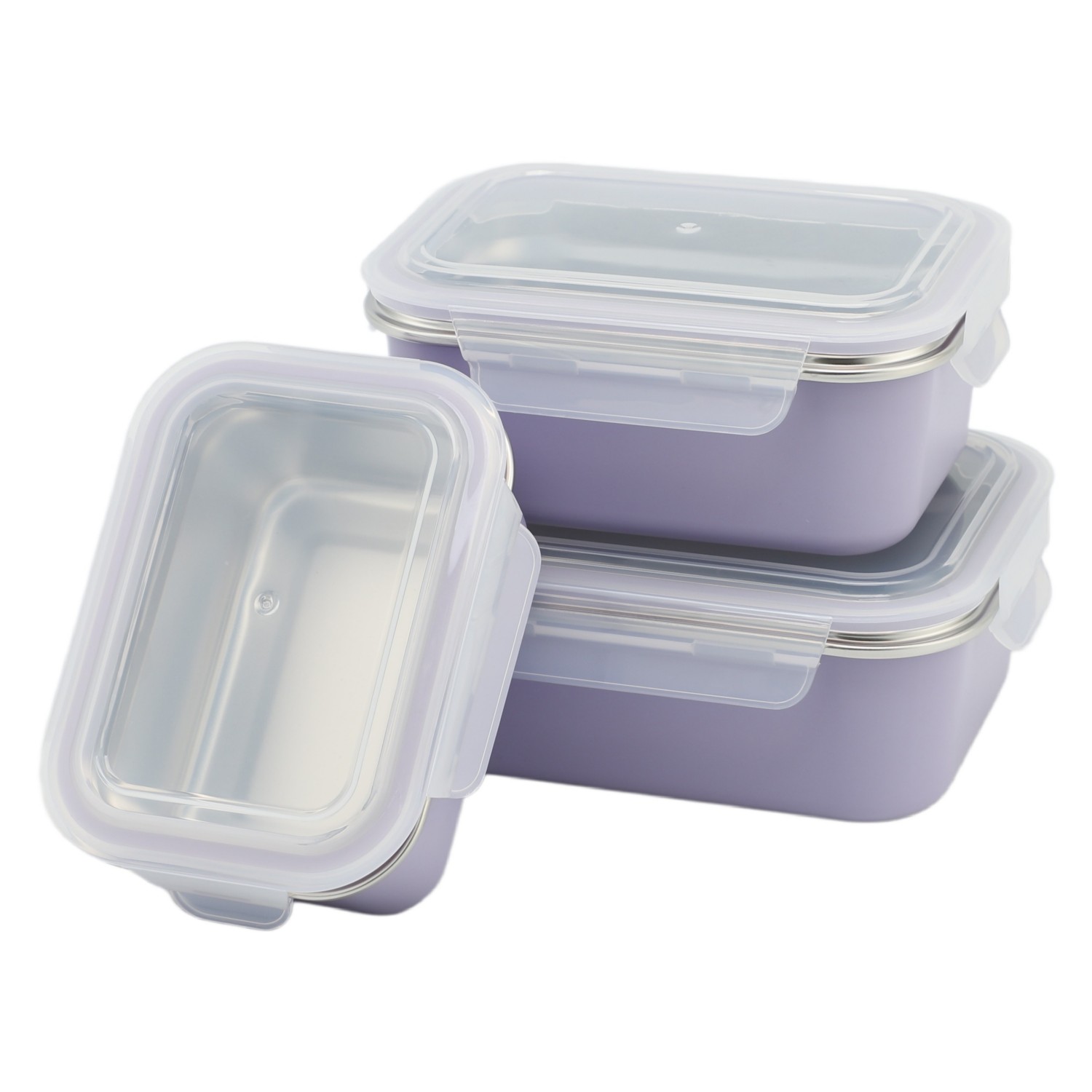 Rechteckiger, tragbarer Lunchbox-Behälter aus Edelstahl mit Deckel und Abdeckung zur spülmaschinen- und gefriergeeigneten Aufbewahrung von Lebensmitteln