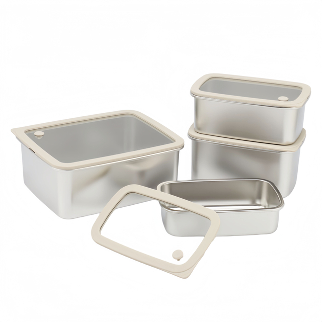 Neue Design Factory 304 Edelstahl Frischhalte-Lunchbox mit Glasdeckel, auslaufsichere Heizung, mikrowellenversiegelte Box in Lebensmittelqualität