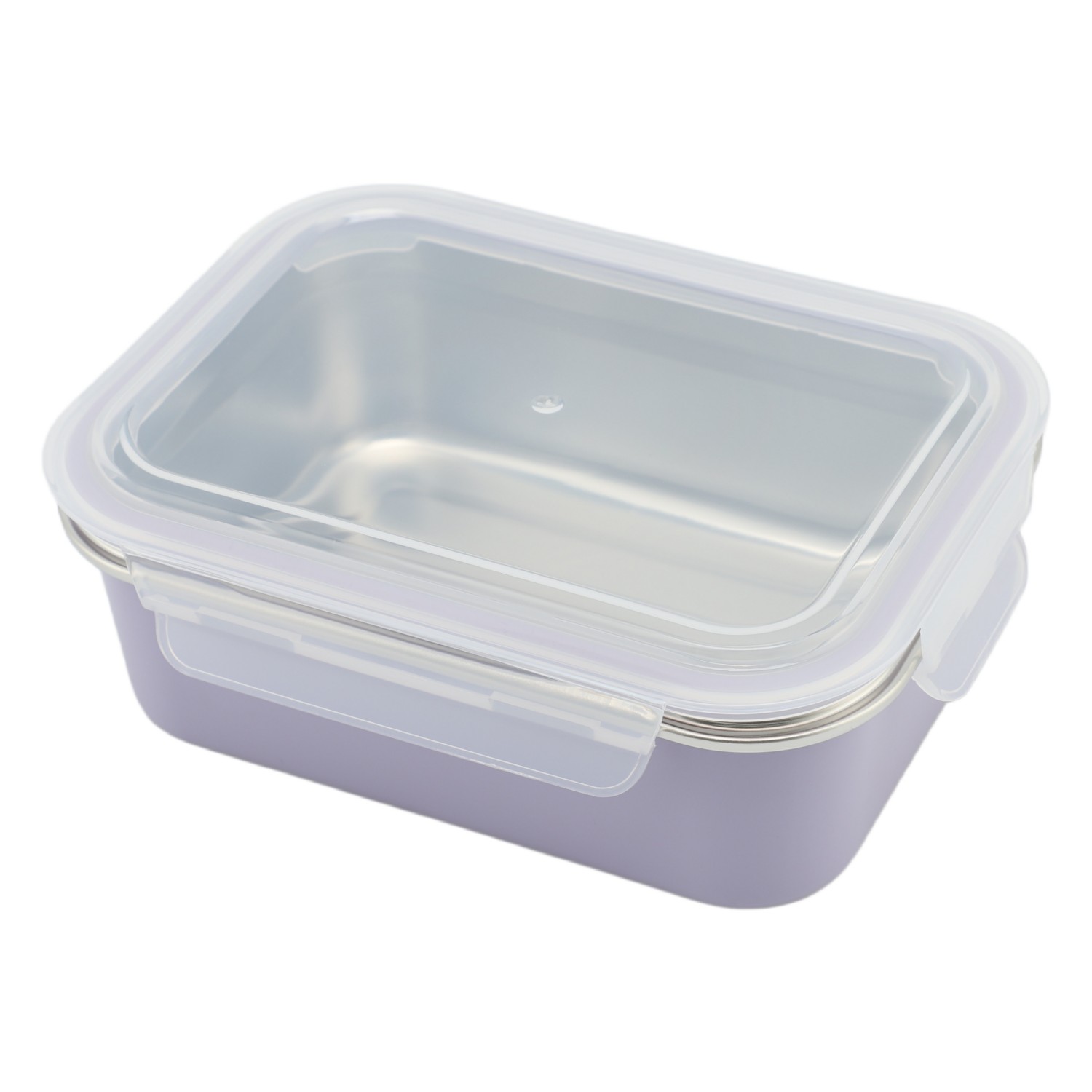 Rechteckiger, tragbarer Lunchbox-Behälter aus Edelstahl mit Deckel und Abdeckung zur spülmaschinen- und gefriergeeigneten Aufbewahrung von Lebensmitteln
