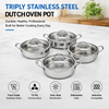 Fabrikneues dreilagiges Dutch Oven-Kochtopfset aus Edelstahl, umweltfreundlich, ofenfest, Deckel aus gehärtetem Glas, spülmaschinenfest