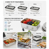 Neues Design 304 Edelstahl Frischhalte-Lunchbox Glasabdeckung Auslaufsichere Heizung Lebensmittelqualität Mikrowellenversiegelte Box