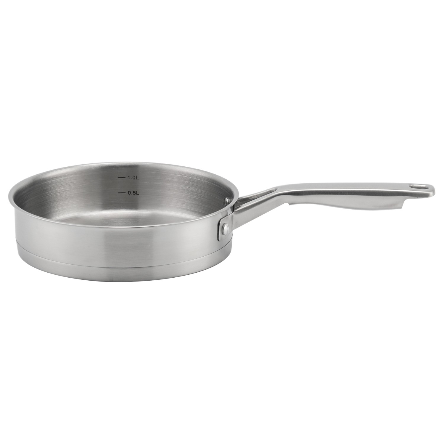 Fabrikversorgung: Töpfe und Pfannen aus Edelstahl, 10-teiliges Kochgeschirr-Set mit Kunststoffgriff und Deckel, Kochgeschirr-Set mit gelötetem Boden, Sauteuse, Auflauf