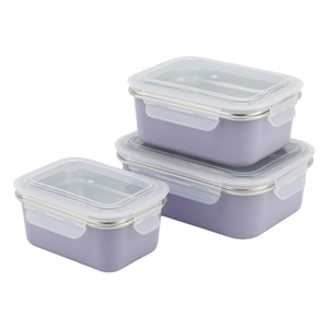 Rechteckiger, tragbarer Lunchbox-Behälter aus Edelstahl mit Deckel und Abdeckung zur spülmaschinen- und gefriergeeigneten Aufbewahrung von Lebensmitteln