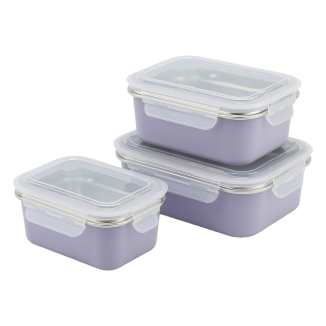 Rechteckiger, tragbarer Lunchbox-Behälter aus Edelstahl mit Deckel und Abdeckung zur spülmaschinen- und gefriergeeigneten Aufbewahrung von Lebensmitteln