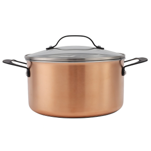 Großhandel mit zartem Aussehen, multifunktionalem dreilagigem Kupfer-Edelstahl-Kochgeschirr, Edelstahl-Auflauf-Set, Suppen- und Suppentöpfen mit Deckel