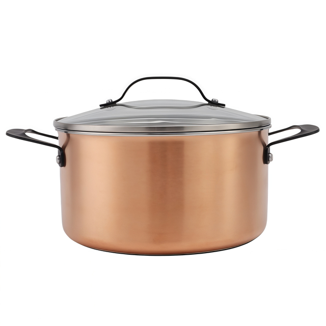 Großhandel mit zartem Aussehen, multifunktionalem dreilagigem Kupfer-Edelstahl-Kochgeschirr, Edelstahl-Auflauf-Set, Suppen- und Suppentöpfen mit Deckel