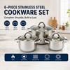 Fabrikneue Ankunfts-Mehrzweck-Großhandelskundenspezifische Küche-Edelstahl-Kochtopf-Auflauf-Set-Topf 6-teiliges Kochgeschirr-Set