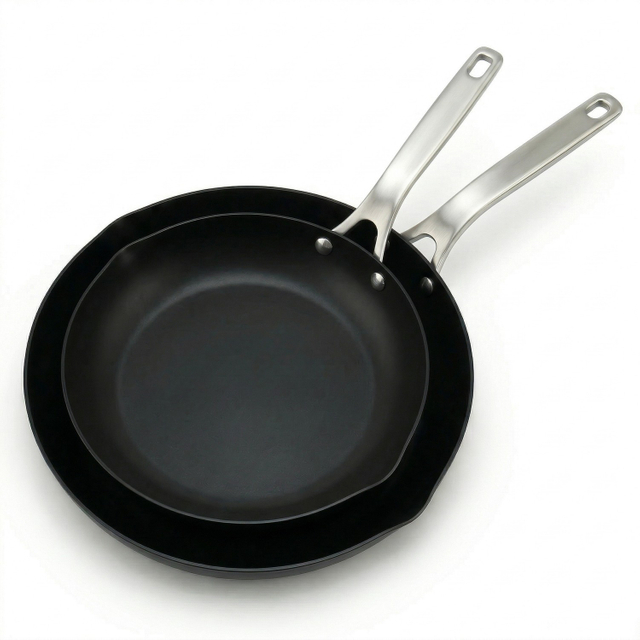 Fabrikexklusives Design, gewürzt, 26/30 cm, 10/12 Zoll Kohlenstoffstahl, natürlich antihaftbeschichtete Bratpfanne, Bratpfanne, Induktionskompatibel