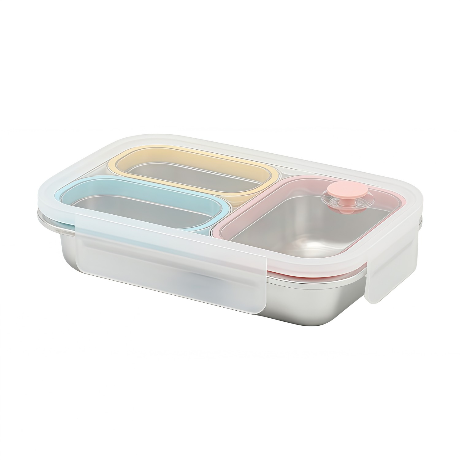 Neue Design Factory 304 Edelstahl Frischhalte-Lunchbox Küche Obst Kinder Lebensmittelbehälter Crisper Set mit Deckelgriff 