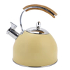 Benutzerdefinierte 2,5 l 3,0 l polierter neuer Edelstahl-Pfeif-Teekessel mit Holzgriff, moderne, lebensmittelechte Teekanne mit Herdplatte, Top-Seller