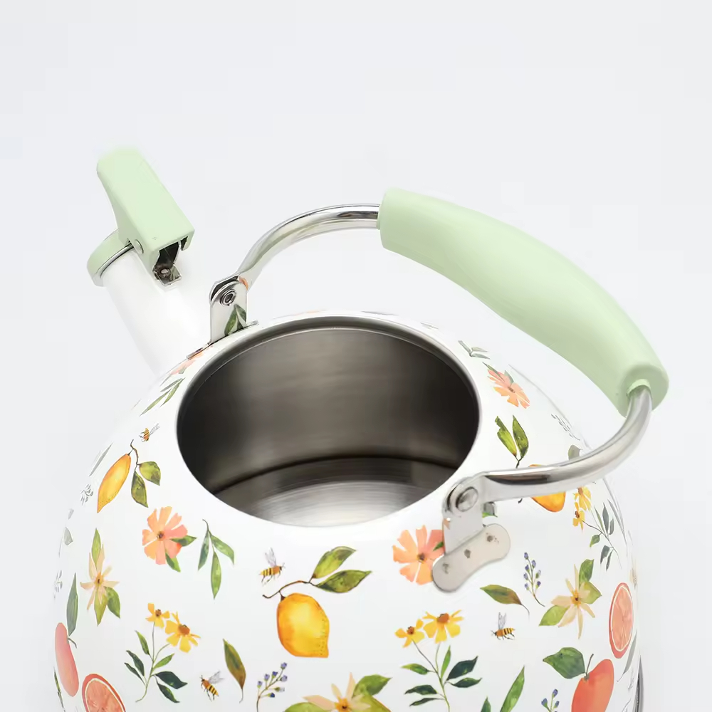 2,5 l Edelstahl-Pfeifkessel, moderne Heimküche, Induktionsherd, Teekanne, Wasser-Teekanne mit Druckdesign
