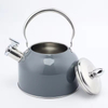 Moderner 2,5-Liter-Teekessel aus Edelstahl, grau lackierte Herdplatte, pfeifende Teekanne mit Edelstahlgriff, Metallmaterial