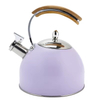 Benutzerdefinierte 2,5 l 3,0 l polierter neuer Edelstahl-Pfeif-Teekessel mit Holzgriff, moderne, lebensmittelechte Teekanne mit Herdplatte, Top-Seller