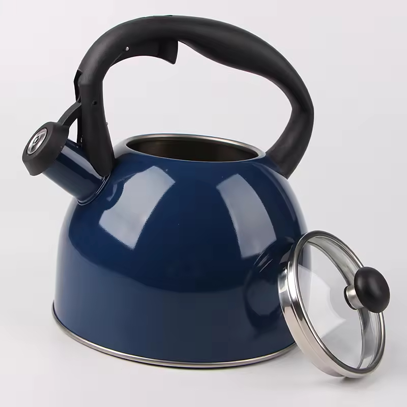 Pfeifender Teekessel aus Edelstahl mit Glasdeckel