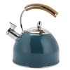 Benutzerdefinierte 2,5 l 3,0 l polierter neuer Edelstahl-Pfeif-Teekessel mit Holzgriff, moderne, lebensmittelechte Teekanne mit Herdplatte, Top-Seller