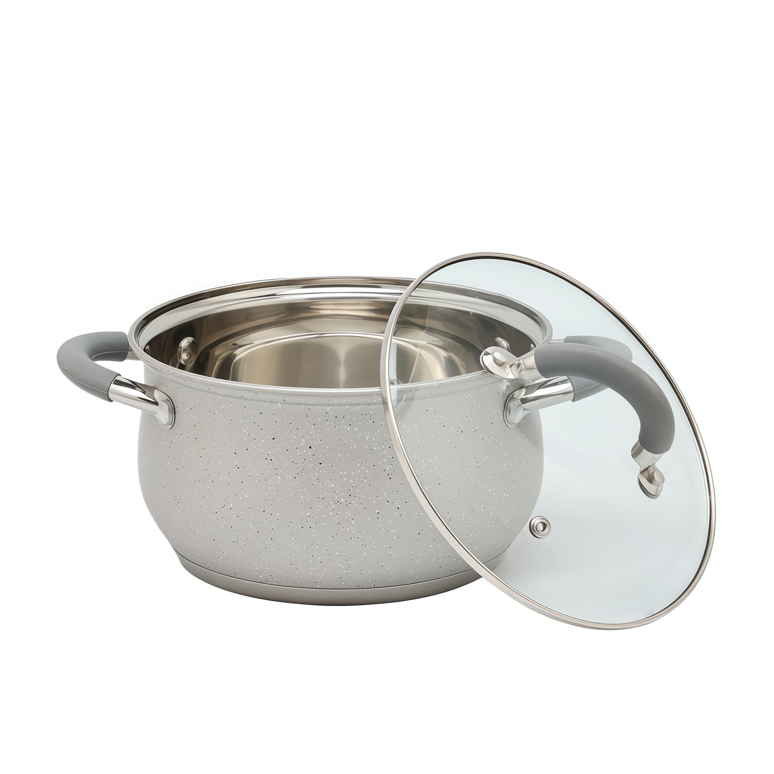 Großhandel mit klassischem Marmor-Steinmuster-Kochgeschirr-Set, umweltfreundlichem Edelstahl-Auflauf-Set, Suppen- und Suppentöpfen mit Deckel