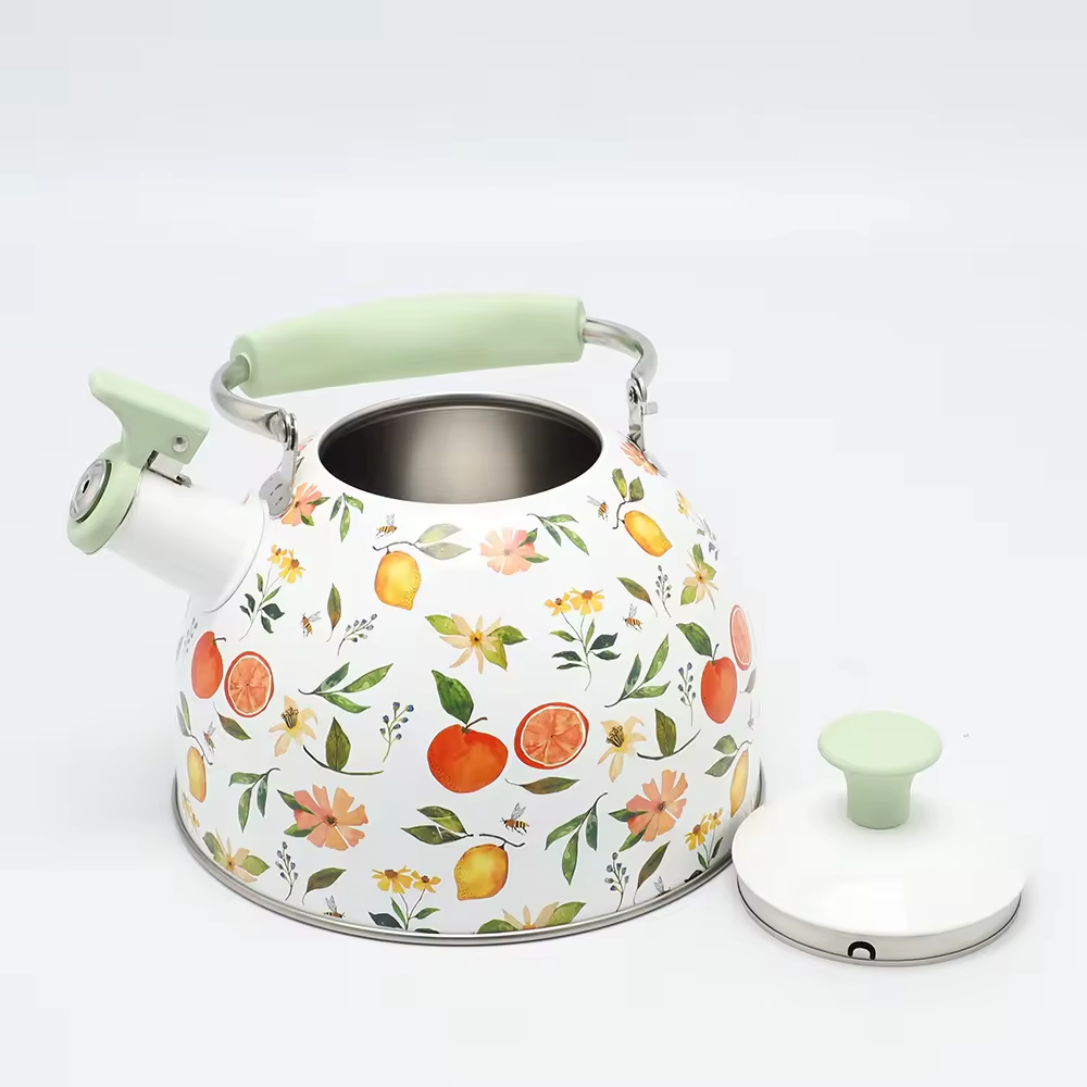 2,5 l Edelstahl-Pfeifkessel, moderne Heimküche, Induktionsherd, Teekanne, Wasser-Teekanne mit Druckdesign