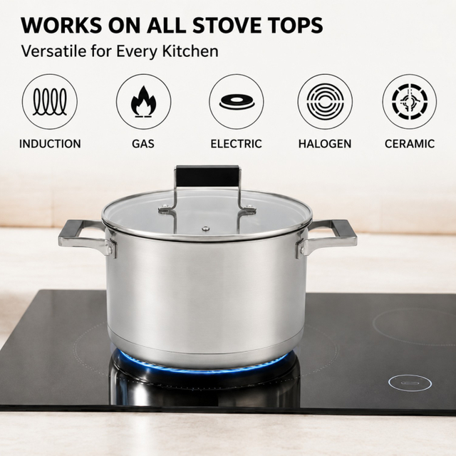 Factory Supply Stainless Steel Pots and Pans 9PCS Cookware Set With Silicone Handle and Lid Impact Bonded Bottom Cookware Set Casserole