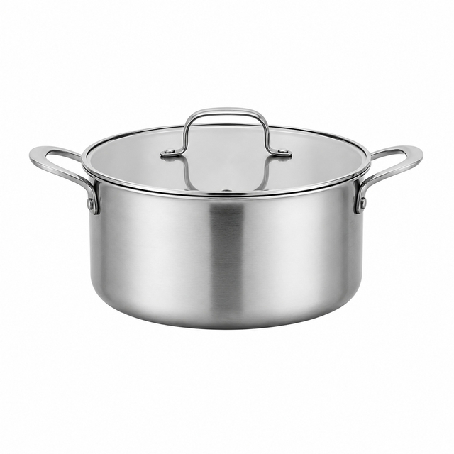 Factory Supply 9-teiliges hochwertiges Großhandels-Töpfe- und Pfannen-Kochgeschirr-Set aus 18/10 dreifachem Edelstahl, Auflauf- und Bratpfanne