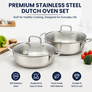 Hot Sale Factory Supply Edelstahltöpfe Kochgeschirrset mit Griff und Deckel Kochgeschirrset mit gelötetem Boden Dutch Oven Casserole