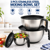 Factory Supply Edelstahl-Rührschüsseln, rutschfestes, ineinander steckbares Rührschüssel-Set mit PE-Deckeln für die Küche zum Kochen von Salaten und Backen