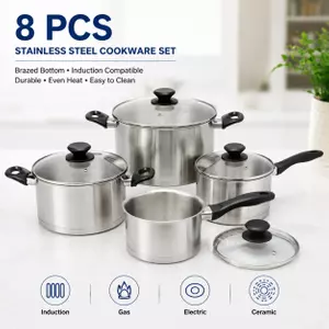 Fabrikneues Edelstahl-Kochgeschirr-Set mit Bakelit-Griff, Kochtöpfe, gelöteter Boden, Kochgeschirr-Set, Topf, Auflauf