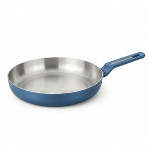 Fabrikversorgung Großhandel 8 Stück 2-lagige Edelstahl-Kochgeschirrsets Küchenbratpfanne mit Bakelitgriff + Aluminiumhülse