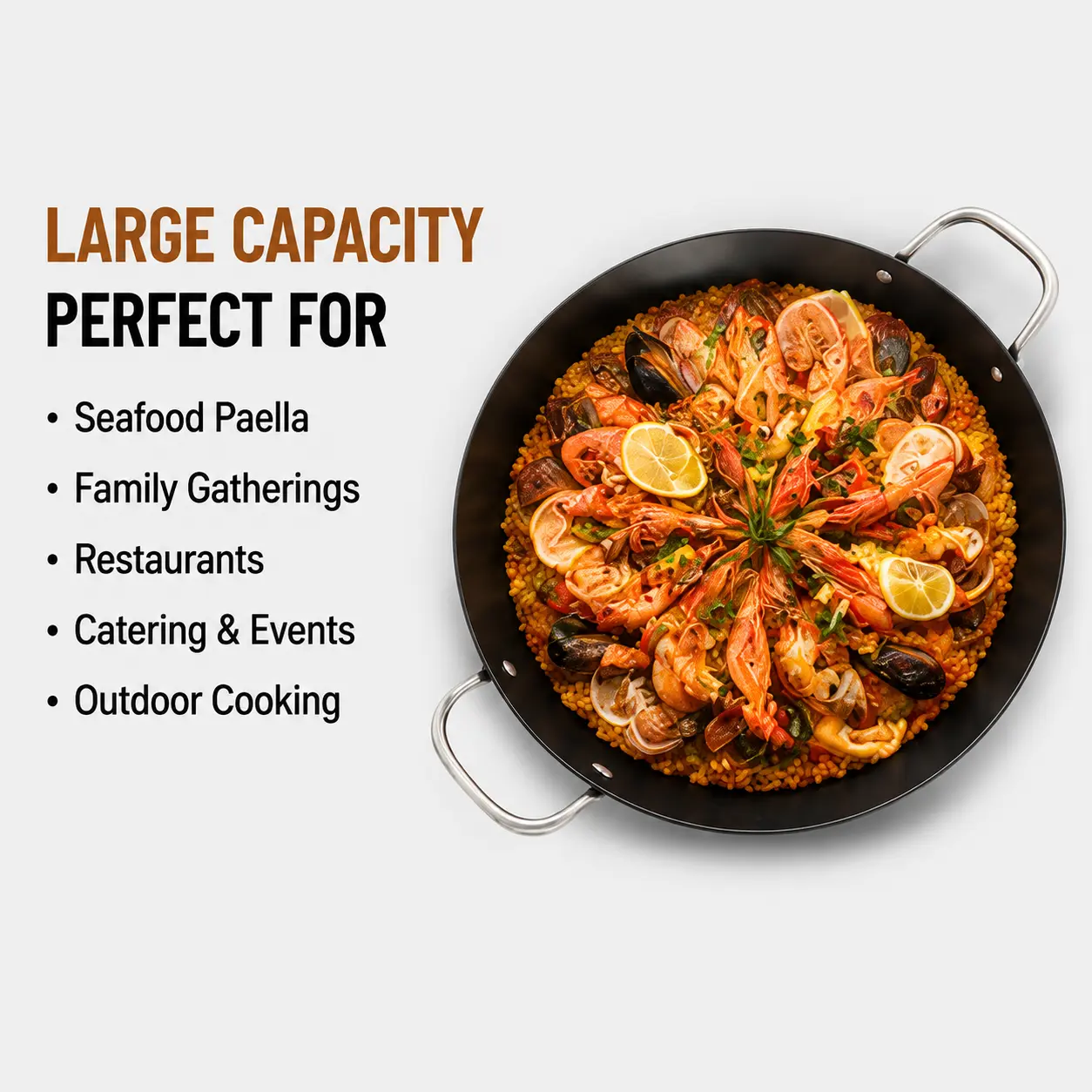 Fabrikneue Ankunft, exklusives Design, erfahrener Kohlenstoffstahl, 30/34/38/40 cm, Paella-Pfanne, natürlich antihaftbeschichtete Pfannen, Bratpfannen
