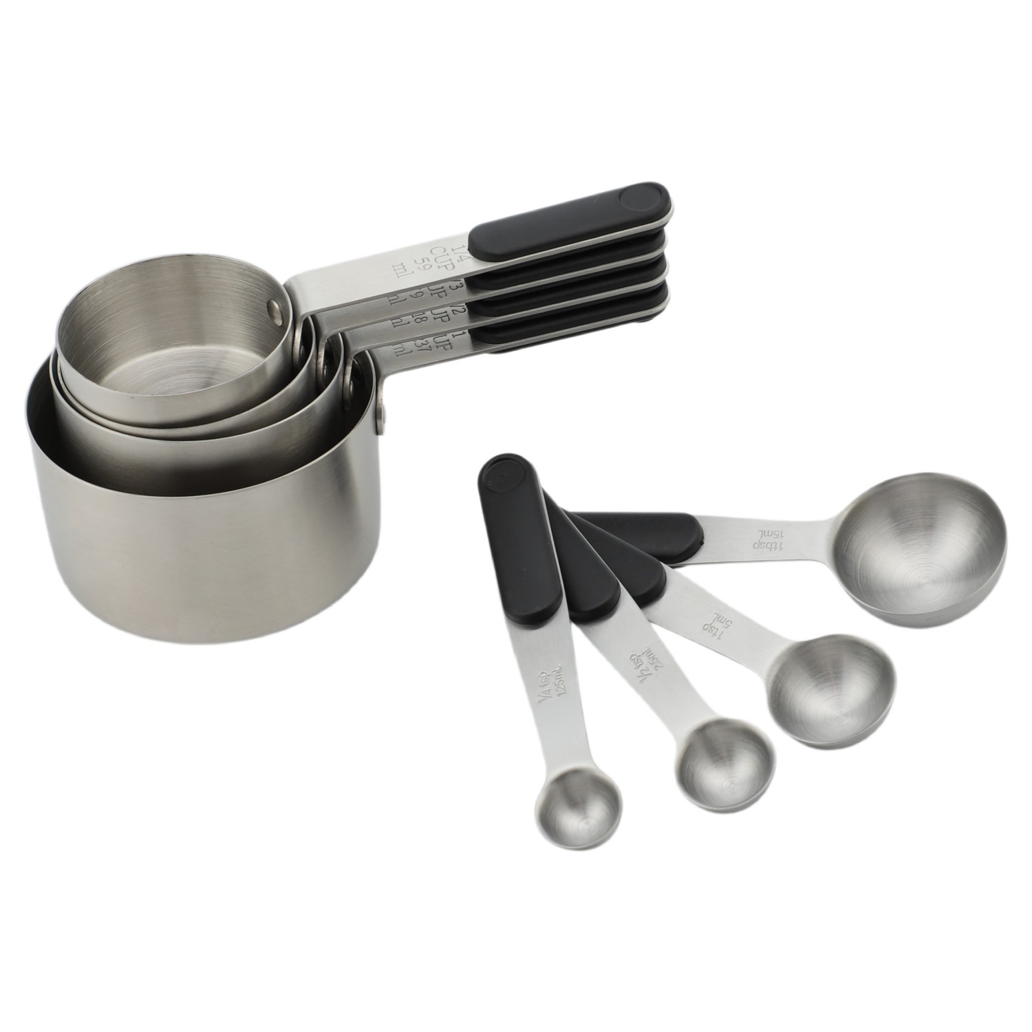 Set aus Messlöffeln und -bechern aus Edelstahl, Messkellen, Aromalöffel, Kaffeelöffel, 8-teiliges Set mit Backutensilien