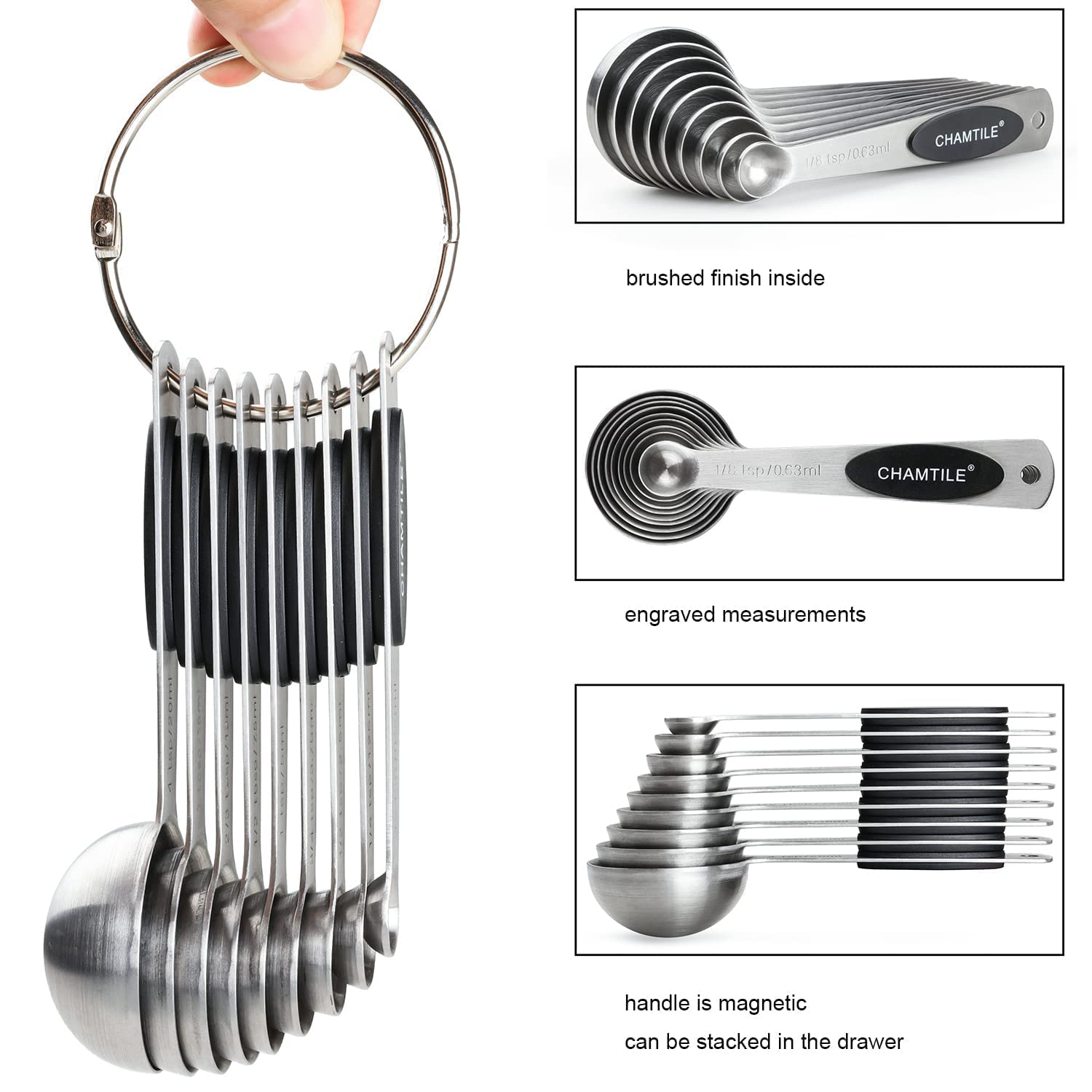 Magnetisches Edelstahl-Messbecher-Set, Messwerkzeuge mit Silikongriff – präzises und langlebiges Küchenwerkzeug