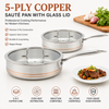 Fabrikversorgung Großhandel 5-lagige Kupfer-Bratpfanne Küche Kochen 5-lagige Kupfer-Bratpfanne mit Edelstahlgriff Feinlinien-Design