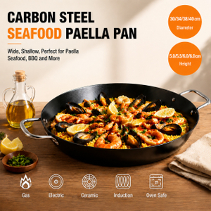 Fabrikneue Ankunft, exklusives Design, abgelagerter Kohlenstoffstahl, 30/34/38/40 cm, Paella-Pfanne, natürlich antihaftbeschichtete Pfannen, Bratpfannen, kompatibel mit Induktion