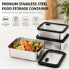 Neues Design 304 Edelstahl Frischhalte-Lunchbox Glasabdeckung Auslaufsichere Heizung Lebensmittelqualität Mikrowellenversiegelte Box