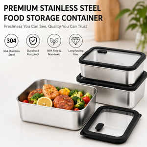 Neues Design 304 Edelstahl Frischhalte-Lunchbox Glasabdeckung Auslaufsichere Heizung Lebensmittelqualität Mikrowellenversiegelte Box