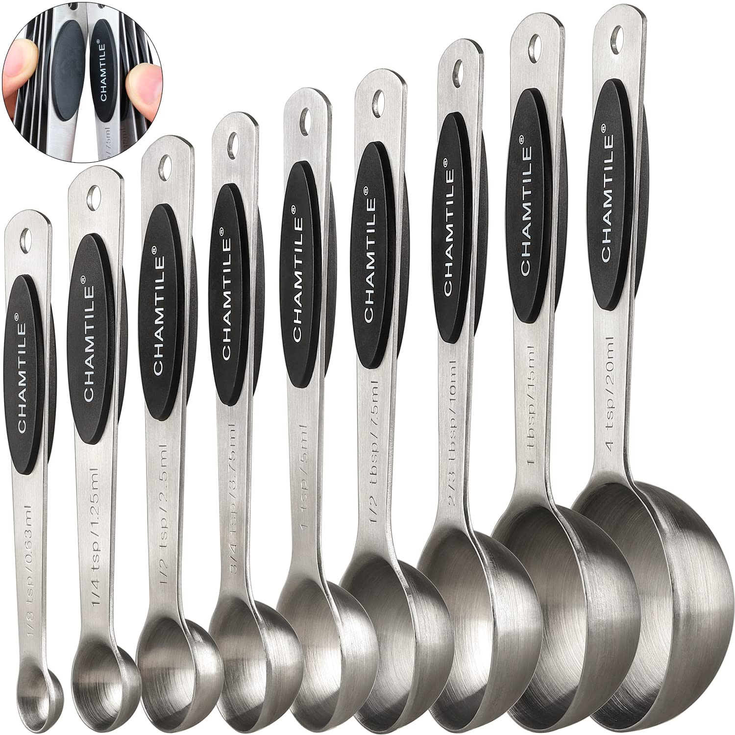 Magnetisches Edelstahl-Messbecher-Set, Messwerkzeuge mit Silikongriff – präzises und langlebiges Küchenwerkzeug