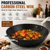 Fabrikneues Design, gewürzter Karbonstahl, 30/35 cm, Wok-Pfanne, natürlich antihaftbeschichtet, Pfannen, Bratpfannen, kompatibel mit Induktion